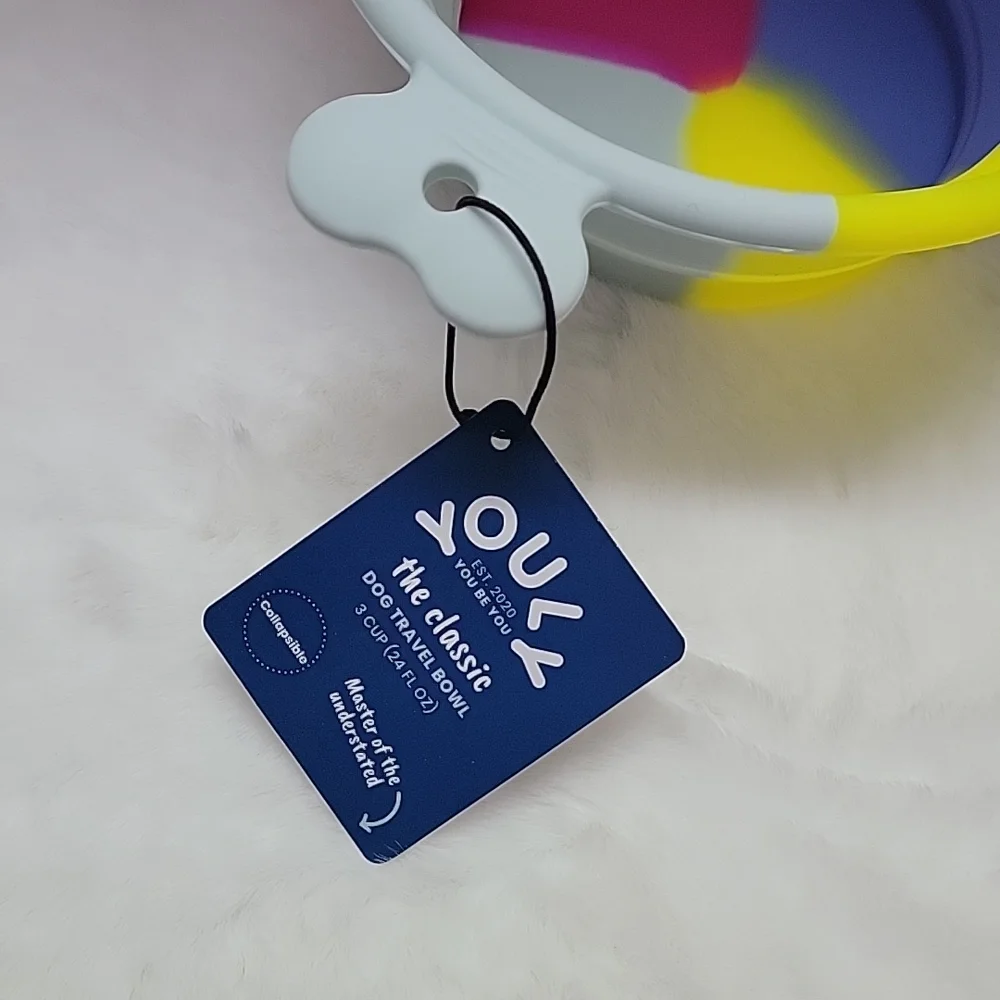 YOULY Color Swirl Silicone Dog Travel Bowl, 3 Cups